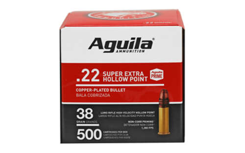 Ammunition Aguila Ammunition Rimfire 22LR AGUILA 22LR HV HP 38 GR 500 PACK • Model: Rimfire